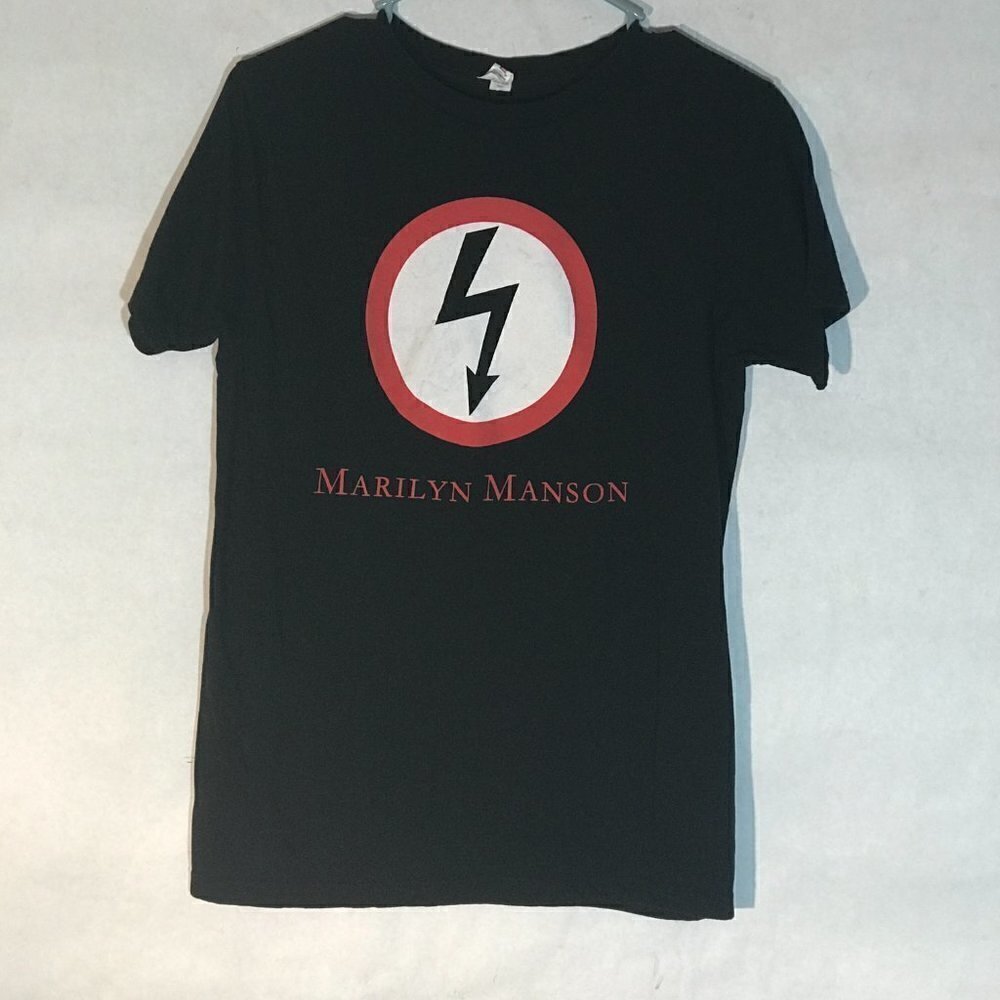 Vintage Black Rock Band Tee MARILYN MANSON Women Small Short Sleeve T Shirt - Picture 2 of 5